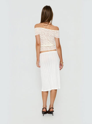 Coralyne Pointelle Midi Skirt White