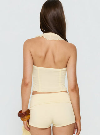 Jazania Frill Halter Top Butter Yellow