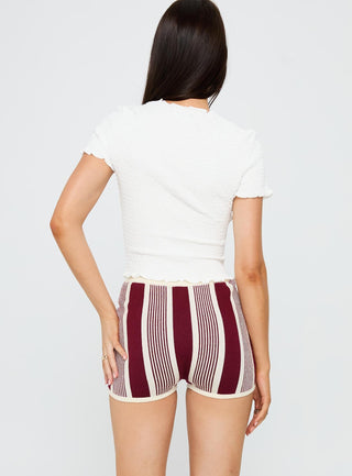 Annisten Knit Shorts Red  Cream Stripe