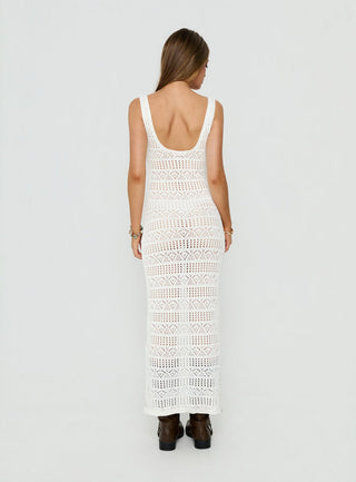 Ledena Knit V Neck Maxi Dress Cream