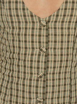 Sylvara Button Up Playsuit Green Check