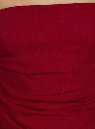 Josina Strapless Ruched Mini Dress Red