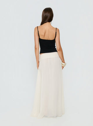 Kaledia Chiffon Draped Maxi Skirt Cream