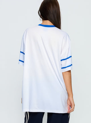 97 Sportstar Oversized Jersey Graphic Top White  Blue