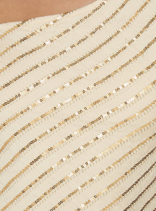 Loucetta One Shoulder Tie Detail Top Cream Stripe