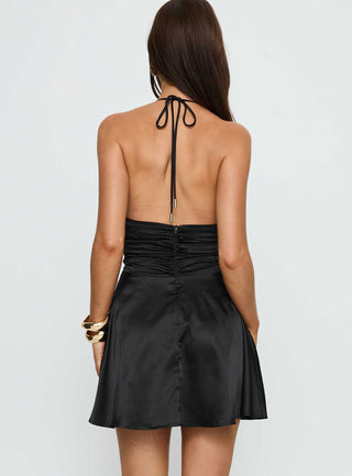 Odelina Halter Mini Dress Black