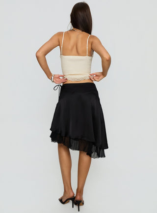 Rosemead Satin Midi Skirt Black
