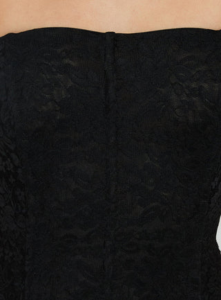 Diannah Lace Corset Strapless Maxi Dress Black