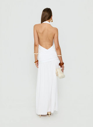 Casanova Halter Wrap Maxi Dress White