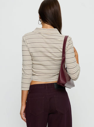 Jaeda Collared 34 Sleeve Top Stripe