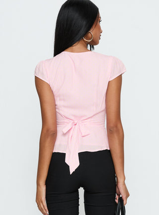 Dalanna Cap Sleeve Top Pink  Lemon Polka