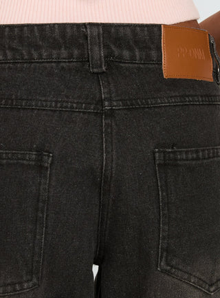 Korinne Low Rise Baggy Jeans Washed Charcoal