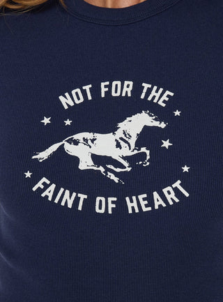 Faint of Heart Graphic Baby Tee Navy