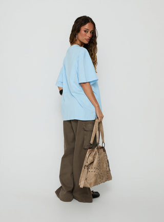 Some Call Me Charming Oversized Graphic Tee Light Blue