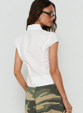 Aryalda Cap Sleeve Blouse Top White