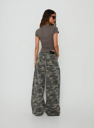 Naylor Mid Rise Wide Leg Jeans Camo