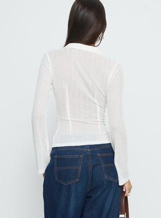 When You Sleep Long Sleeve Top White