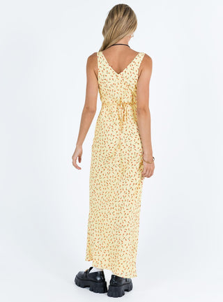 Nellie Maxi Dress Yellow  Red Floral