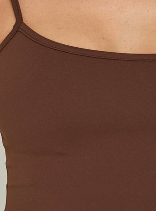 Daily Define Thin Strap Classic Tank Top Brown