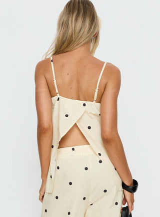 Bellara Longline Cami Top Yellow Polka