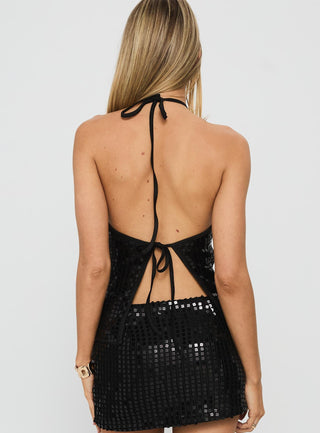 September Sunsets Halter Top Black