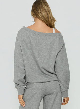 Wellness Off The Shoulder Sweatshirt Dark Grey Marle