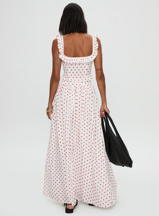 Valerio Maxi Skirt White  Red