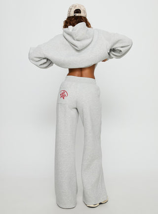 Princess Polly Stargirl Wide Leg Sweat Pants Grey Marle