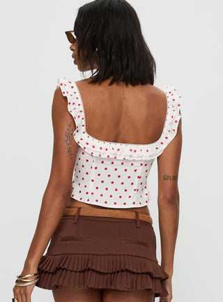 Isadoria Frill Top White  Red Polka