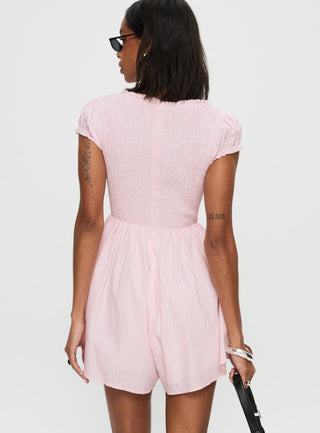 Wescott Stripe Playsuit Pink  White