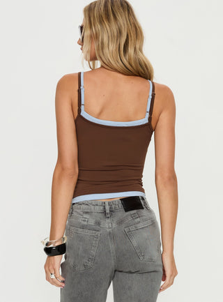 Varsity Star Layered Tank Top Brown  Blue