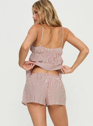 Chill Club Sleep Boxer Shorts Red  White Stripe