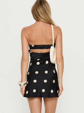 Phillipa Mini Dress Black  White Polka Dot