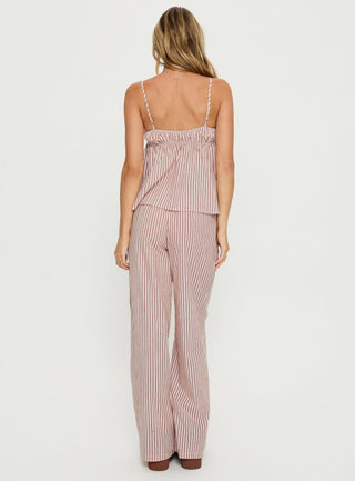 Chill Club Sleep Relaxed Pants Red  White Stripe