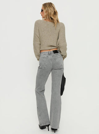 Magic Mirror Mid Rise Bootleg Jeans Washed Grey