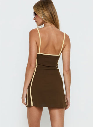 Baseline Scoop Mini Dress Brown  Yellow