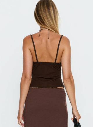 Willet Contrast Bust Cami Top Chocolate  Leopard