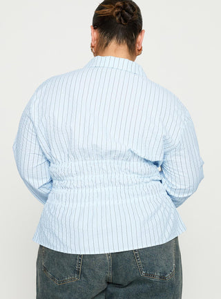 Liesel Shirred Long Sleeve Top Stripe Curve