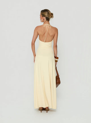 Palmas Halter Maxi Dress Butter Yellow