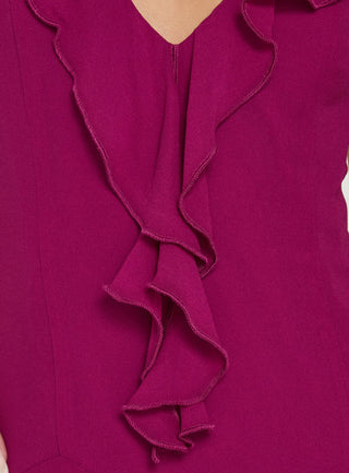 Hey Blondie Ruffle Halter Mini Dress Plum