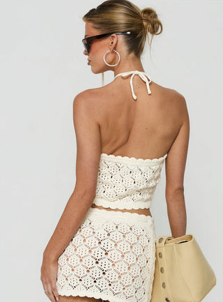 Harrietah Arrowneck Crochet Top White