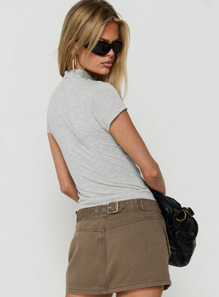 Endless Ease Keyhole Short Sleeve Top Grey Marle