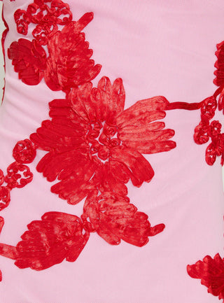 Kareina Scoop Embroidered Mini Dress Pink / Red
