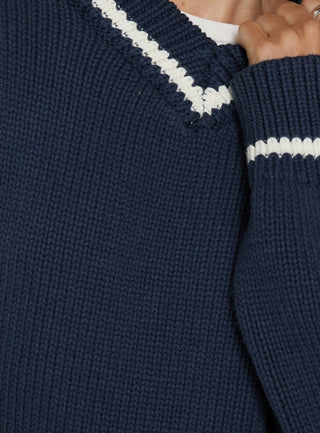 Myrandah V Neck Long SLeeve Knit Sweater Navy