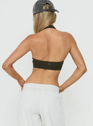 Lock In Active Halter Crop Top Olive
