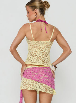 Calya Layered Top Lime / Pink