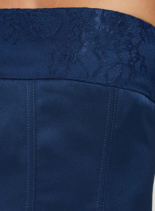 Sura Strapless Lace Detail Maxi Dress Navy