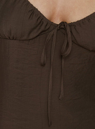 Odalia Tie Detail Maxi Dress Chocolate