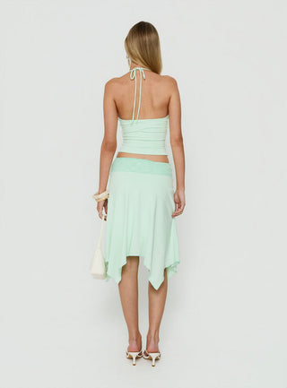 Natabelle Lace Detail Midi Skirt Mint
