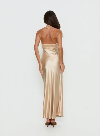 Fireproof Halter Maxi Dress Champagne